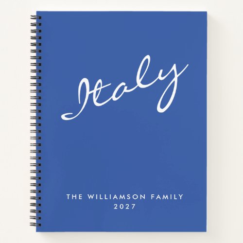 Minimalist Blue Script Personalized Travel Notebook