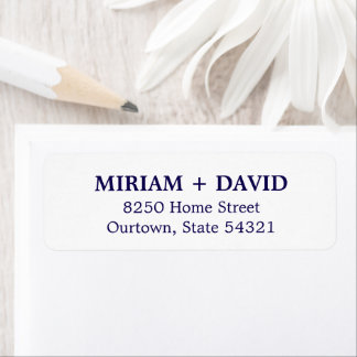 Minimalist Blue Serif Name + Return Address Label