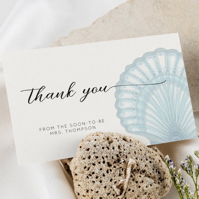 Minimalist Blue Shell  Flat Thank You Card (Creator Uploaded)
