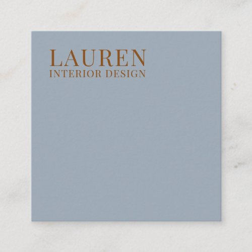 Minimalist blue simple elegant interior designer square business card