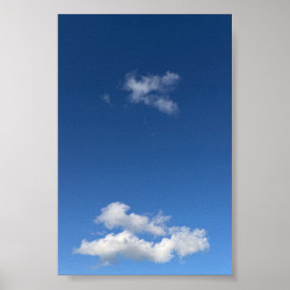 Minimalist Blue Sky Fluffy Clouds Photography Poster