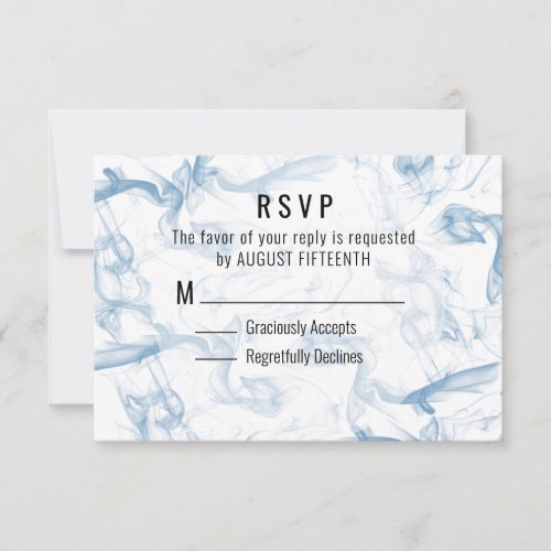 Minimalist Blue Smoke RSVP Card