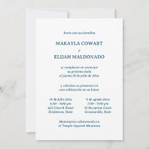 Minimalist Blue Spanish-English Two Reception