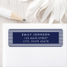 Minimalist Blue Stripes Return Address