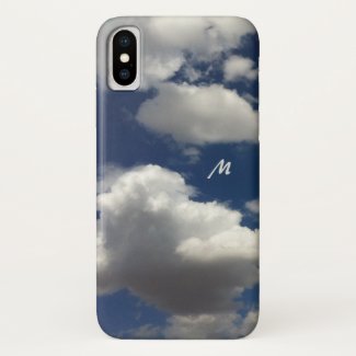 Minimalist Blue Summer Sky with Clouds Monogram Case-Mate iPhone Case