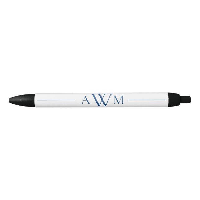 Minimalist Blue Three Letter Monogram Pen (Front)