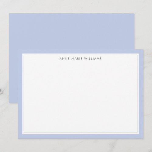 Minimalist Blue Two Border Name Note Card