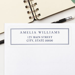 Minimalist Blue Two Border Return Address Label