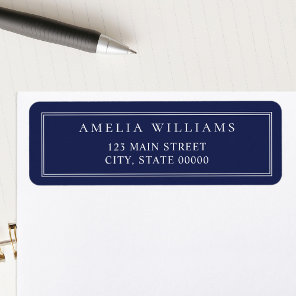 Minimalist Blue Two Border Return Address Label