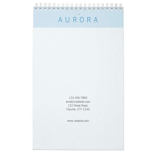 Minimalist Blue Two-Tone Calendar