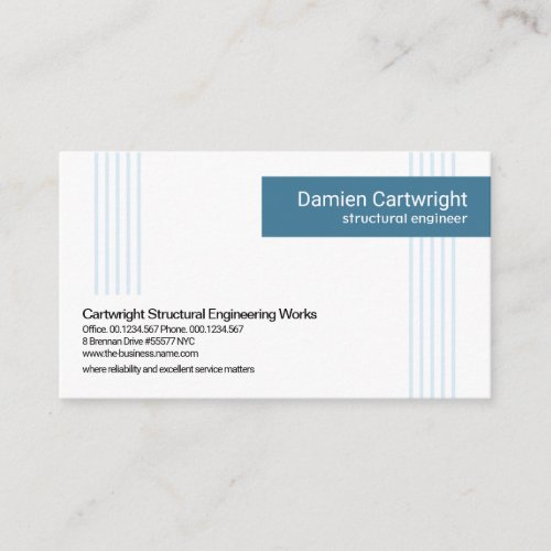 Minimalist Blue Vertical Lines Blue Tab Business Card