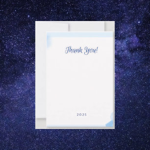 Minimalist blue watercolor monogram note card