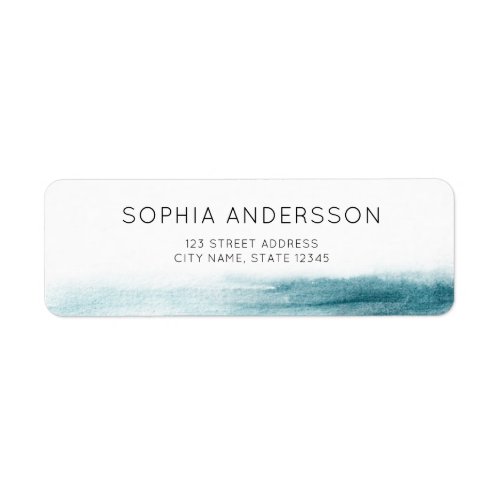 Minimalist Blue Watercolor Ocean Address Label