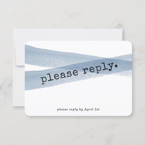 Minimalist Blue Watercolor Ribbon RSVP Card