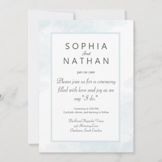 Minimalist Blue Watercolor Wedding Invitation