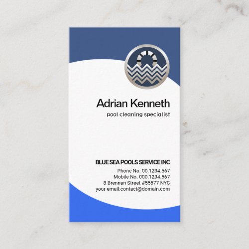 Minimalist Blue Waves Motif Pool Maintenance Business Card