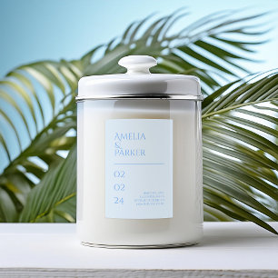 Minimalist Blue Wedding Candle Label