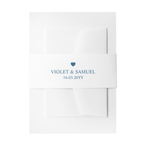 Minimalist Blue Wedding Invitation Belly Band
