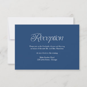 Minimalist Blue Wedding Reception Insert Card