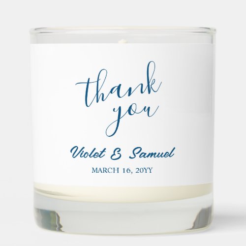 Minimalist Blue Wedding Thank You Candle