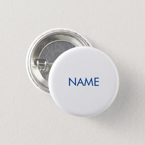 Minimalist blue  white custom name text monogram button