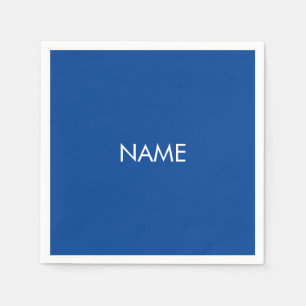 Minimalist blue white custom name text monogram napkins