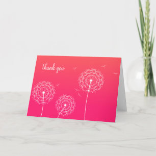 Minimalist Blue White Dandelion Flower Thank You Card