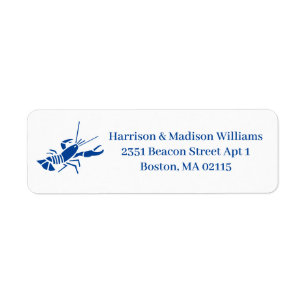 Minimalist blue white lobster fun custom address label