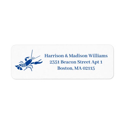 Minimalist blue white lobster fun custom address label