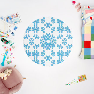 Minimalist Blue White Outdoor Rug