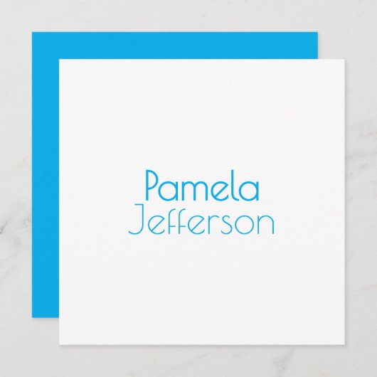 Minimalist Blue & White Professional Modern Name (Front/Back)