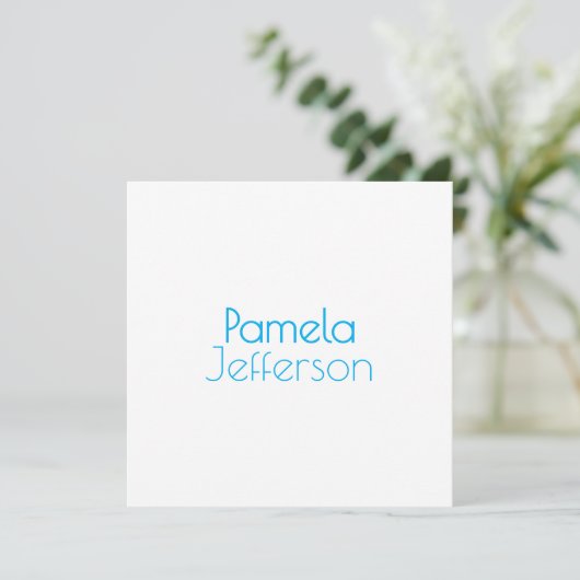 Minimalist Blue & White Professional Modern Name (Standing Front)