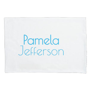 Minimalist Blue & White Professional Modern Name Pillow Case