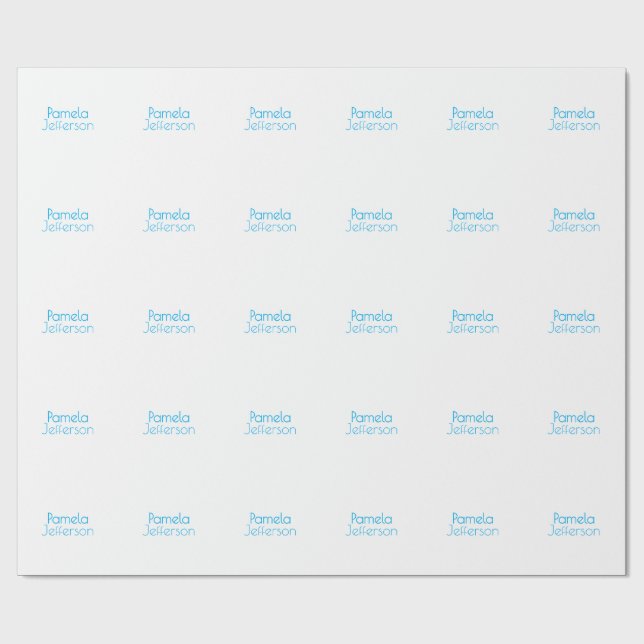 Minimalist Blue & White Professional Modern Name Wrapping Paper (Flat)