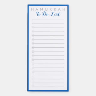 Minimalist Blue White To Do List Hanukkah Magnetic Notepad
