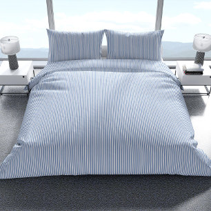 Minimalist Blue White Vertical Pinstripe Duvet Cover