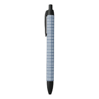 Minimalist Blue Windowpane Plaid Satin Ribbon, Mod Pen