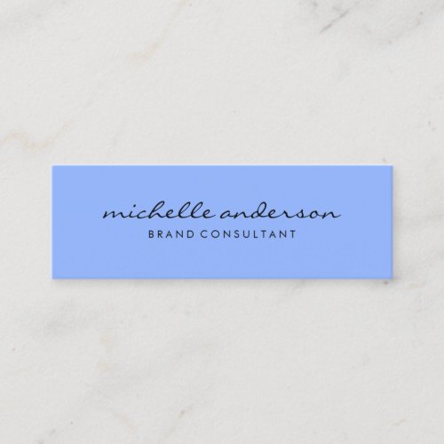 Minimalist Blue with Cursive Text Mini Business Card