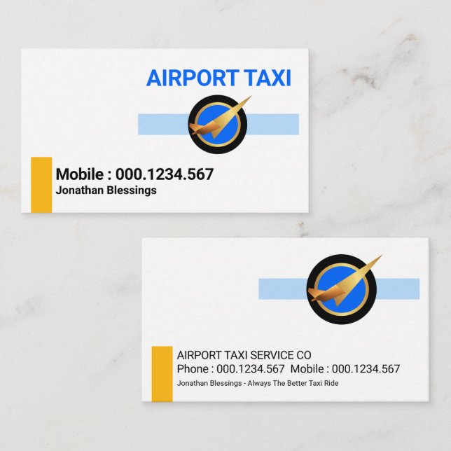 Minimalist Blue Yellow Taxi Lines Business Card (Front/Back)
