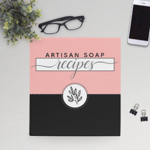 Minimalist Blush and Black Soap Recipe 3 Ring Binder