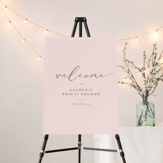 Minimalist Blush and Grey Bridal Shower Welcome Foam Board (In Situ (Stand))