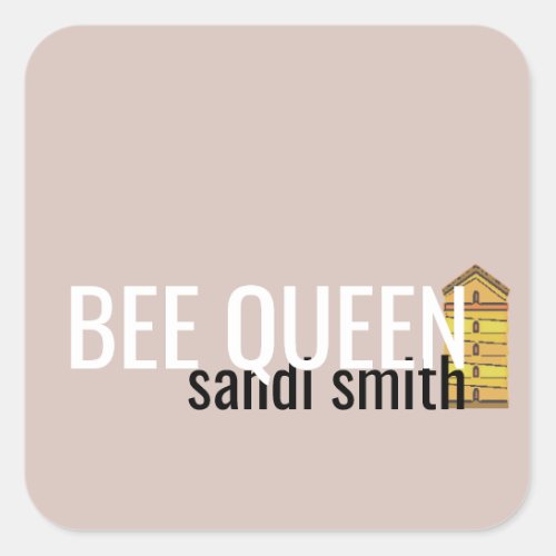 Minimalist Blush BEE QUEEN hive honey beekeeper Square Sticker