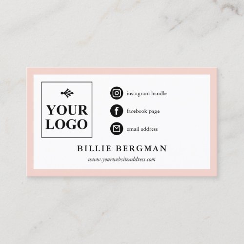 Minimalist Blush Black Social Media Your Logo Business Card