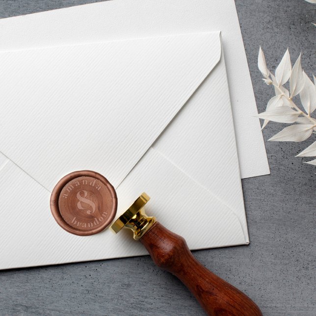 Minimalist Blush & Bloom Bold Scrip Couple Wedding Wax Seal Sticker (Creator Uploaded)