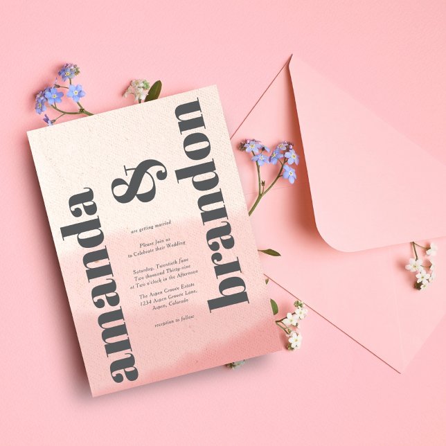 Minimalist Blush & Bloom Bold Script Photo Wedding Invitation (Creator Uploaded)
