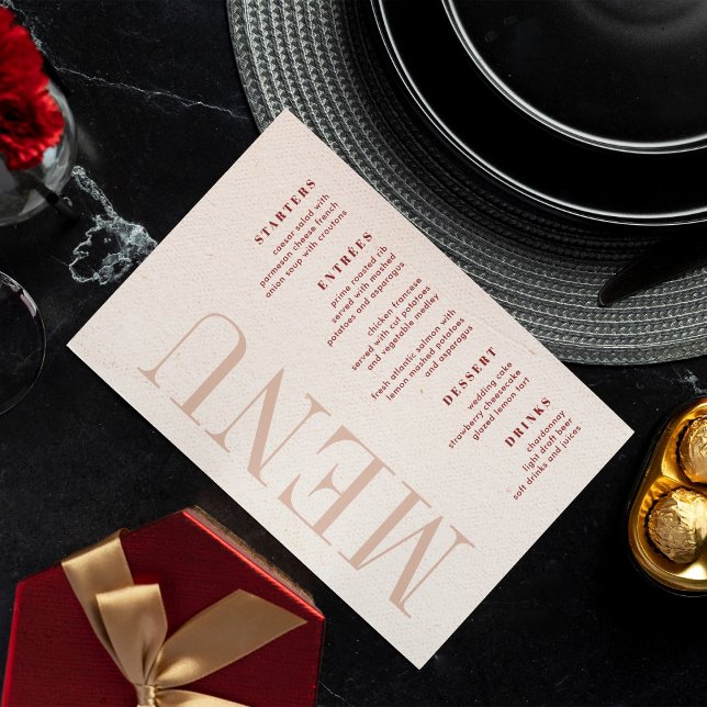 Minimalist Blush & Bloom Bold Script Wedding Menu (Creator Uploaded)