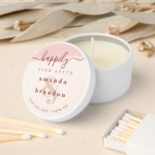 Minimalist Blush & Bold Happily Ever After Wedding Mini Candle Favors