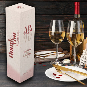 Minimalist Blush & Bold Script Monogram Thank You Wine Box