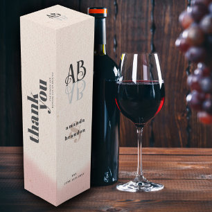 Minimalist Blush & Bold Script Monogram Thank You Wine Box
