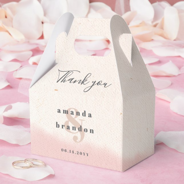 Minimalist Blush Bold Script Wedding Thank you Favor Boxes (Wedding)